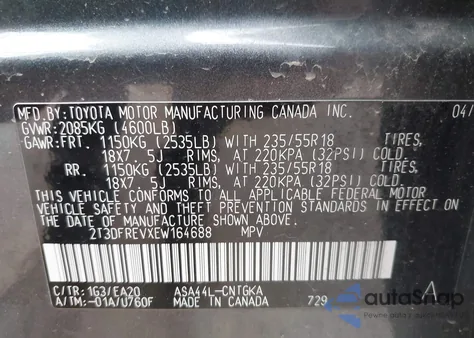 2014 Toyota Rav4 Limited from USA, damaged, VIN 2T3DFREVXEW164688